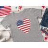 imageTstars American Heart Flag Girls 4th of July Shirt Memorial Day Patriotic Red White and Blue Toddler Kids Fitted TShirtGray