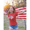 imageTstars American Heart Flag Girls 4th of July Shirt Memorial Day Patriotic Red White and Blue Toddler Kids Fitted TShirtRed