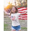 imageTstars American Heart Flag Girls 4th of July Shirt Memorial Day Patriotic Red White and Blue Toddler Kids Fitted TShirtWhite