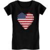 imageTstars American Heart Flag Girls 4th of July Shirt Memorial Day Patriotic Red White and Blue Toddler Kids Fitted TShirtBlack
