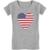 imageTstars American Heart Flag Girls 4th of July Shirt Memorial Day Patriotic Red White and Blue Toddler Kids Fitted TShirtGray