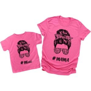 imageTstars Matching Shirts Mother and Daughter Mommy and Me T Shirts Mini ShirtPink