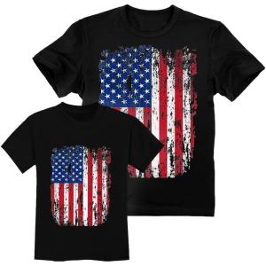 imageTstars Vintage US American Flag Dad and Son Matching Shirts Daddy ampamp Me 4th of July USA Memorial Day Patriotic Shirt SetDad Black  Toddler Black