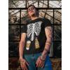 imageFunny Mens Skeleton Beers in Belly Shirt Ribcage Xray Halloween Costume Shirts for MenBlack