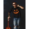 imageOrange Pumpkin Face Jack O Lantern Halloween Costume Long Sleeve TShirtBlack
