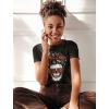imageSkull Graphic Short Sleeve Tops Funny Halloween Tee Mama Shirts Women TShirtBlack