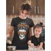imageSkull Graphic Short Sleeve Tops Funny Halloween Tee Mama Shirts Women TShirtBlack