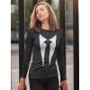 imageTuxedo Tie Printed Suit Womens Long Sleeve ShirtBlack