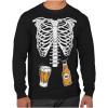imageMens Skeleton Beers in Belly Shirt Ribcage Xray Funny Halloween Costume Long Sleeve TShirt for MenBlack