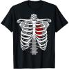 imageSkeleton Rib Cage Heart Xray Halloween Easy Costume TShirtBlack