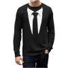 imageSuit ampamp Tie Printed Tuxedo Mens Shirt Funny Wedding Bachelor Party Halloween Costume Mens Tux Long Sleeve TShirtBlack