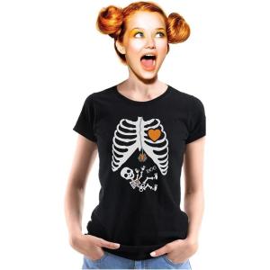 imageHalloween Skeleton Xray Rib Cage Costume Women TShirtBlack