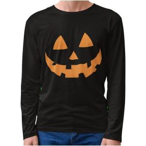 imageOrange Pumpkin Face Jack O Lantern Halloween Costume Long Sleeve TShirtBlack