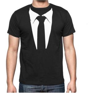 imagePrinted Suit and Tie Tuxedo Shirts for MenFunny Wedding Bachelor Party Halloween Costume Mens Tux ShirtBlack