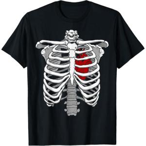 imageSkeleton Rib Cage Heart Xray Halloween Easy Costume TShirtBlack