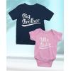 imageBig Brother Little Sister Matching Outfits Baby Announcement Sibling Shirts SetKids Shirt Navy  Baby Pink