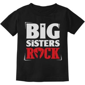 imageGirls Big Sisters Rock Best Siblings Gift Kids TShirt Big Sis Black 2T