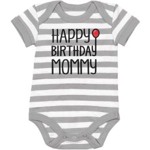 imageTstars Happy Birthday Mommy Outfit Infant Moms Gift Baby Girl Boy Bodysuit Pants SetGrayWhite