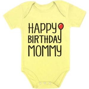 imageTstars Happy Birthday Mommy Outfit Infant Moms Gift Baby Girl Boy Bodysuit Pants SetYellow