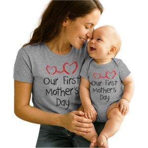 imageTstars Our First Mothers Day Baby Outfit Matching Gifts  Mommy and Me Matching Outfits  First Time Mommy Mothers Day GiftMom Gray  Baby Gray