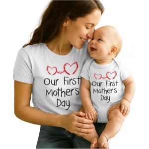 imageTstars Our First Mothers Day Baby Outfit Matching Gifts  Mommy and Me Matching Outfits  First Time Mommy Mothers Day GiftMom White  Baby White