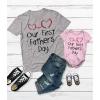 imageTstars Our First Fathers Day Matching Outfits New Dads Gift Set Dad Shirt ampamp Baby Bodysuit for Son or DaughterDad Gray  Baby Pink