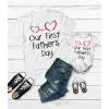 imageTstars Our First Fathers Day Matching Outfits New Dads Gift Set Dad Shirt ampamp Baby Bodysuit for Son or DaughterDad White  Baby White