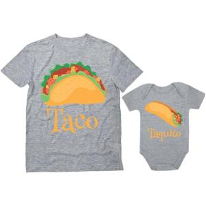 imageFathers Day Taco Taquito Dad and Baby Shirts Funny Daddy and Son Matching OutfitGray Baby  Gray Dad