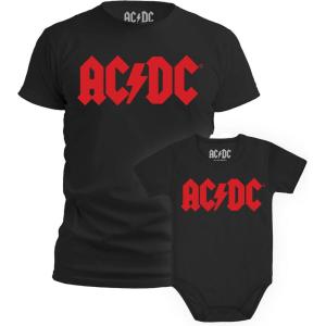 imageTstars ACDC Dad ampamp Baby Matching Outfits New Dads Gift Set Fathers Day Shirt and Infant Bodysuit for Son or DaughterBlack Baby  Black Dad