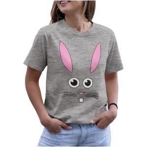 imageTstars Easter Bunny Face TShirt WomenGray