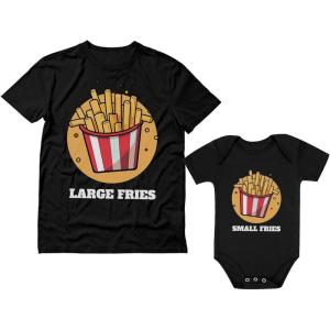 imageTstars Fast Food Set Daddy and Me Matching Outfit Gift for New Dad Fathers Day Shirt Baby Bodysuit Set Burger Fries NuggetsBlack Fries
