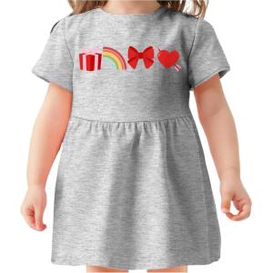 imageTstars Heart and Rainbow Toddler Girls Valentines Day Dress Baby Valentine Outfit Girl Dresses for Infants ToddlersValentine  Gray