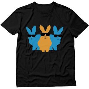 imageTstars Hip Trio Bunnies Shades Funny Hipster Easter Bunny TShirtBlack