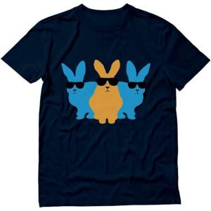 imageTstars Hip Trio Bunnies Shades Funny Hipster Easter Bunny TShirtNavy