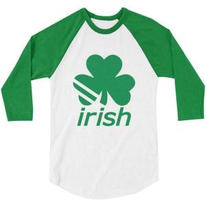 imageTstars St Patricks Day Raglan Shirt Irish Shamrock Clover Toddler Kids Baseball TShirtGreenWhite