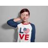 imageTstars 4th of July Love USA Heart Flag Patriotic 34 Women Sleeve Baseball Jersey ShirtBlueWhite