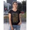 imageTstars Sunflower Shirt for Women American Flag 4th of July VNeck Fitted Women TShirtBlack