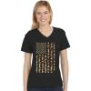 imageTstars Patriotic Shirt Leopard American Flag 4th of July VNeck Fitted Women TShirtBlack