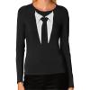 imageTstars Tuxedo Tie Printed Suit Womens Long Sleeve ShirtBlack