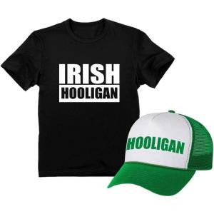 imageIrish Hooligan Party Set Outfit For St Patrick Day  Tshirt and Trucker Cap Cap greenwhite OSShirt Black Small