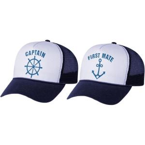 imageTstars Funny Captain ampamp First Mate Nautical Sailing Matching Mesh Caps Set Couples GiftCaptain NavyWhite  Mate NavyWhite