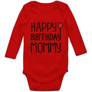 imageTstars Happy Birthday Mommy Mom Gifts Baby Boy Girl Infant Long Sleeve BodysuitRed