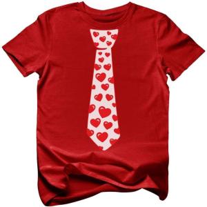 imageTstars Kids Valentines Day Shirt Red Hearts Tie Valentine Shirts for Youth and Toddler Boys ampamp GirlsRed