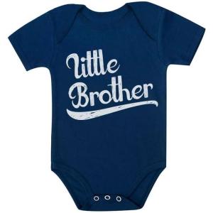imageTstars Little Brother Newborn Outfit Baby Announcement Baby Boy Infant Bodysuit Sibling Shirts Little BroNavy