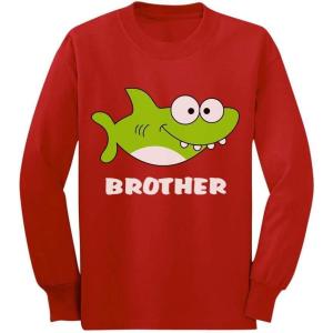imageTstars Shark Shirt for Sister Gift for Big Sister Toddler Kids Long Sleeve TShirtRed