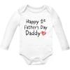 imageTstars Happy First Fathers Day Daddy Gift Unisex Bodysuit Baby Long Sleeve BodysuitWhite