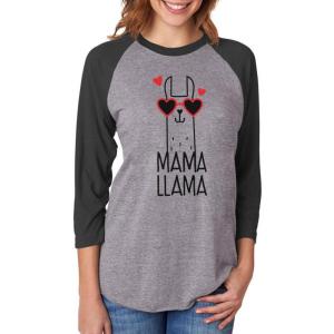 imageTstars Mama Llama Shirt for Women Mom Birthday Shirts Llamas Gifts Funny Mothers Day Womens Raglan TShirtBlackGray