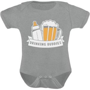 imageTstars TeeStars  Drinking Buddies Baby ampamp Dad Cute Baby BodysuitGray