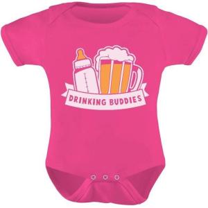 imageTstars TeeStars  Drinking Buddies Baby ampamp Dad Cute Baby BodysuitWow Pink