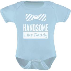 imageTstars TeeStars Baby Boy Handsome Like Daddy  Fathers Day Newborn Cute Baby BodysuitAqua